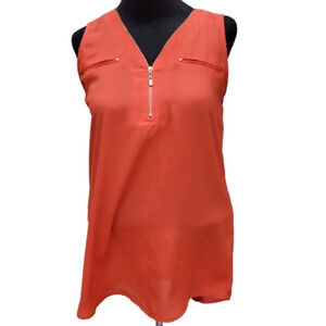 Neon Coral Zipper Top S